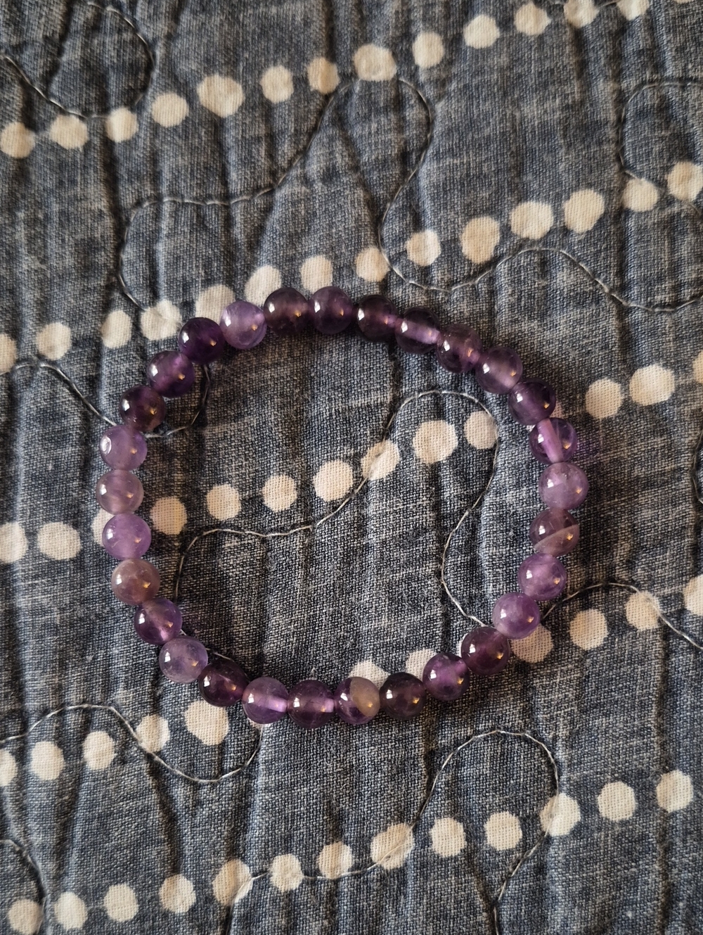 Amethyst Natural Beaded Stretch Bracelet - Purple